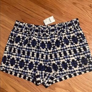 J. Crew High Waist Blue and White Shorts